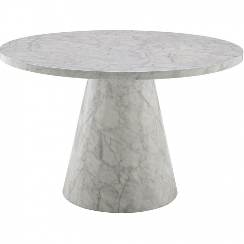 Kacey 47" Round Pedestal Dining Table in Marble Grain Finish Wood