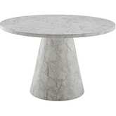 Kacey 47" Round Pedestal Dining Table in Marble Grain Finish Wood