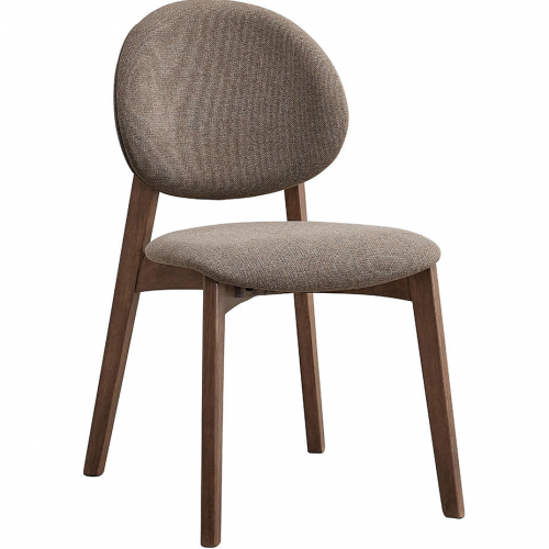 Hadasa Dining Chair in Light Brown Fabric & Walnut Finish (Set of 2)