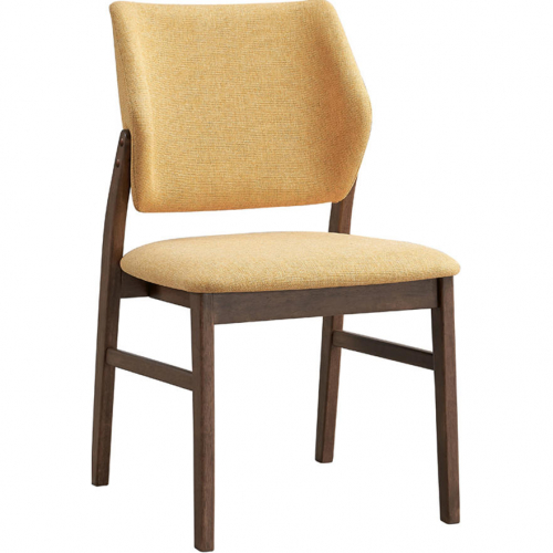 Sarha Dining Chair in Yellow Fabric & Walnut Finish (Set of 2)