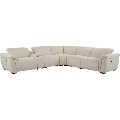 Dayana Power Reclining Sectional Sofa in Beige Boucle Fabric