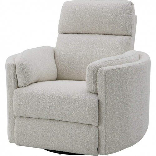 Sagen Swivel Glider Manual Recliner in Beige Boucle Fabric