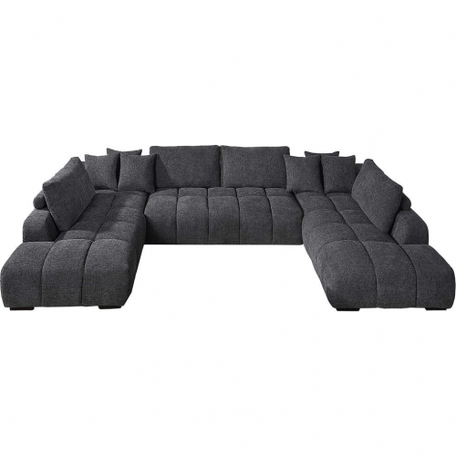 Chloris U Shape Sectional Sofa in Gray Linen