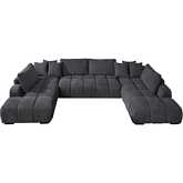 Chloris U Shape Sectional Sofa in Gray Linen