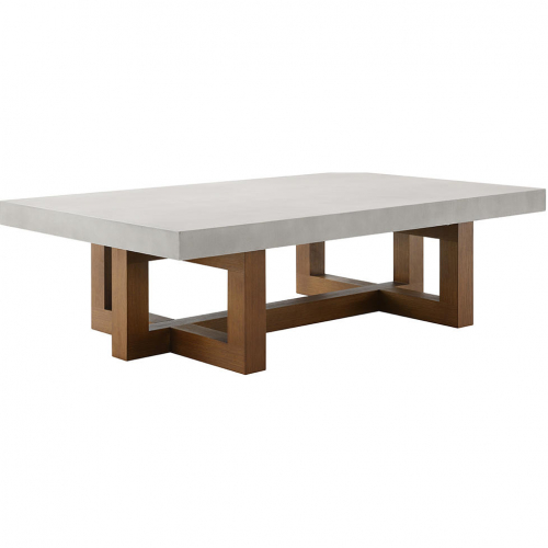 Keven Coffee Table in Faux Concrete & Walnut Finish