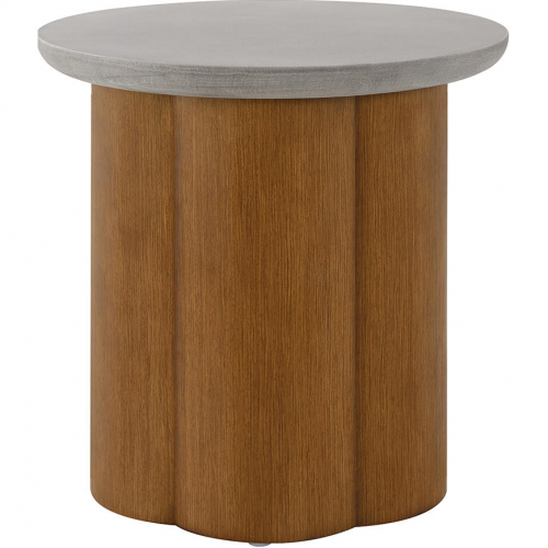 Evelyn End Table in Faux Concrete Top & Walnut Finish