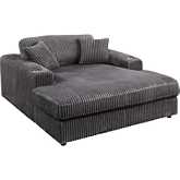 Hilde Chaise w/ 2 Cup Holders in Oversized Corduroy Gray Velvet