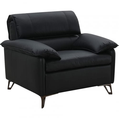 Eilene Accent Chair in Black Top Grain Leather