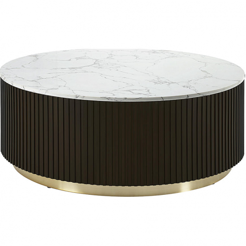 Ranger Coffee Table in White Faux Marble & Espresso Finish