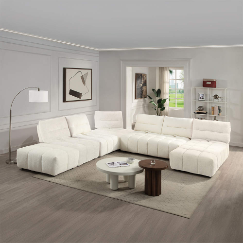 Loanna Modular Sectional Sofa Armless Loveseat in Beige Linen