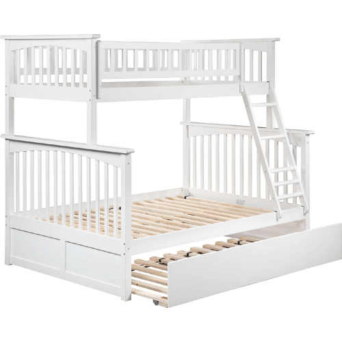 Columbia Bunk Bed Twin Over Full w/ Urban Trundle Bed in White