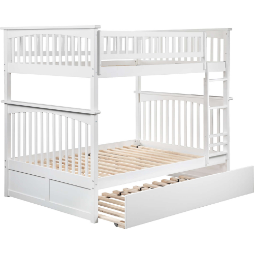 Columbia Bunk Bed Full Over Full w/ Urban Trundle Bed in White