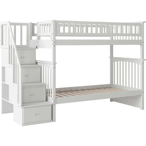 Columbia Staircase Bunk Bed Twin Over Twin in White