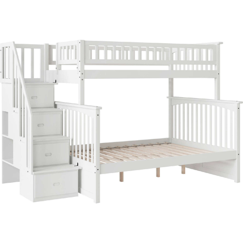 Columbia Staircase Bunk Bed Twin Over Full in White