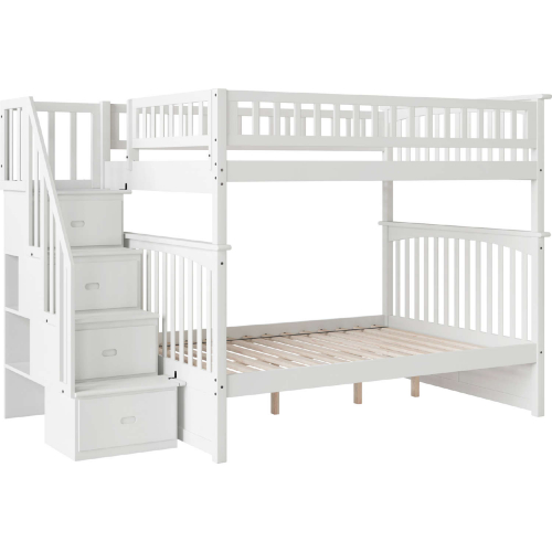 Columbia Staircase Bunk Bed Full Over Full in White