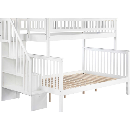 Woodland Staircase Bunk Bed Twin Over Full in White