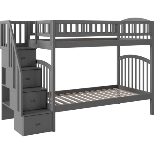 Westbrook Staircase Bunk Bed Twin Over Twin in Grey