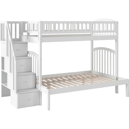 Westbrook Staircase Bunk Bed Twin Over Full in White