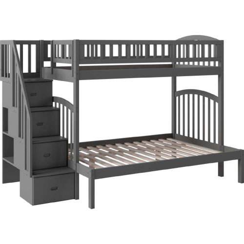 Westbrook Staircase Bunk Bed Twin Over Full in Grey