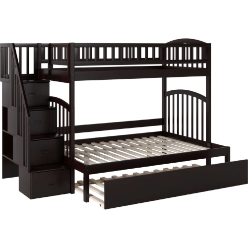 Westbrook Staircase Twin over Full Bunk Bed with Twin Urban Trundle Bed in Espresso