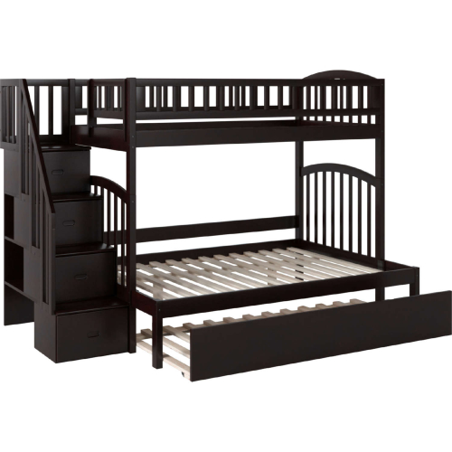 Westbrook Staircase Bunk Twin Over Full & Full Urban Trundle Bed in Espresso