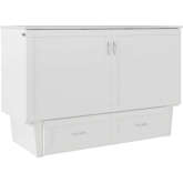 Chelsea Queen Murphy Bed Chest w/ Mattress in White Finish Wood