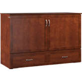 Raleigh Queen Murphy Bed Chest w/ Mattress in Walnut Finish Wood