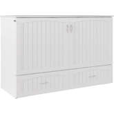 Aspen Queen Murphy Bed Chest w/ Mattress in White Finish Wood