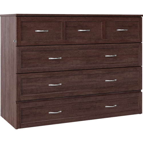 Northfield Full Murphy Bed Chest in Burnt Amber Finish Wood