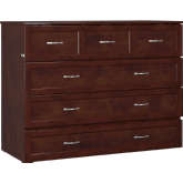 Deerfield Full Murphy Bed Chest with Charging Station in Antique Walnut Finish