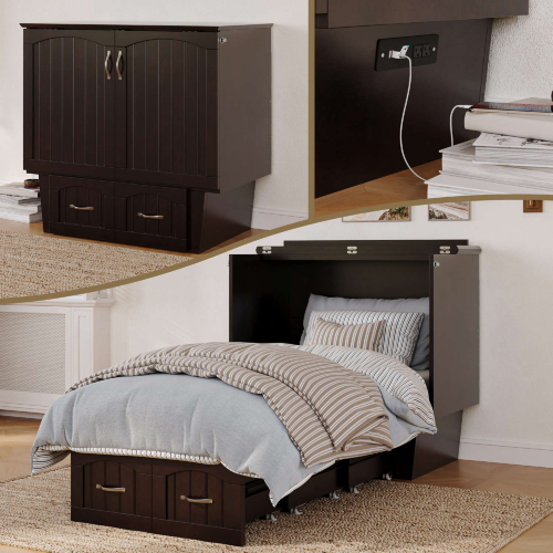 Nantucket Twin Murphy Bed Chest w/ Coolsoft Mattress in Espresso