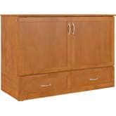 Hamilton Full Murphy Bed Chest w/ Mattress, Storage & Charger in Light Toffee