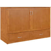 Hamilton Queen Murphy Bed Chest w/ Mattress, Storage & Charger in Light Toffee