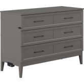 Santa Fe Full Murphy Bed Chest w/ Built in Charger & Mattress in Grey Finish Wood