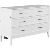 Santa Fe Queen Murphy Bed Chest w/ Built in Charger & Mattress in White Finish Wood