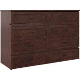 Dakota Queen Murphy Bed Chest w/ Drawer & Charging Station in Walnut Finish Wood