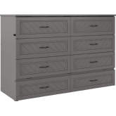 Alpine Queen Murphy Bed Chest, Mattress & Charging Station in Grey Wood