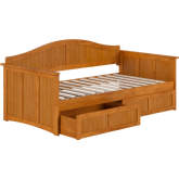 Nantucket Twin Daybed w/ Storage Drawers in Light Toffee Wood