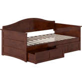 Acadia Twin Daybed w/ 2 Drawers in Walnut Finish Wood