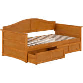 Acadia Twin Daybed w/ Storage Drawers in Light Toffee Wood