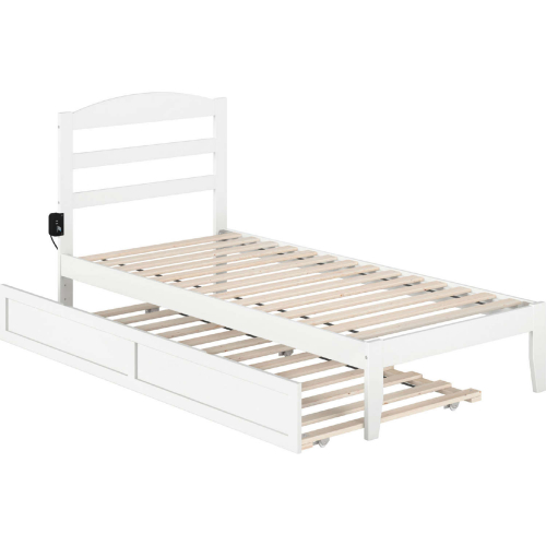 Warren Twin XL Bed w/ Twin XL Trundle in White Finish