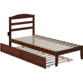 Warren Twin XL Bed with Twin XL Trundle in Walnut Finish