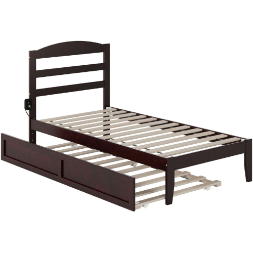 Warren Twin Platform Bed w/ Twin Trundle in Espresso