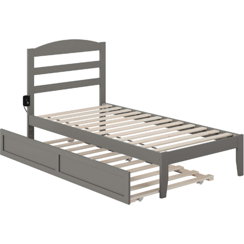 Warren Twin Bed w/ Twin Trundle in Grey Finish