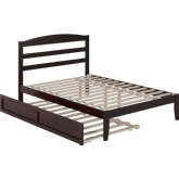 Warren Full Platform Bed w/ Twin Trundle in Espresso