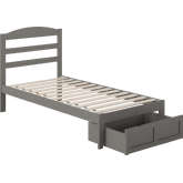 Warren Twin Bed w/ Foot Drawer in Grey Finish