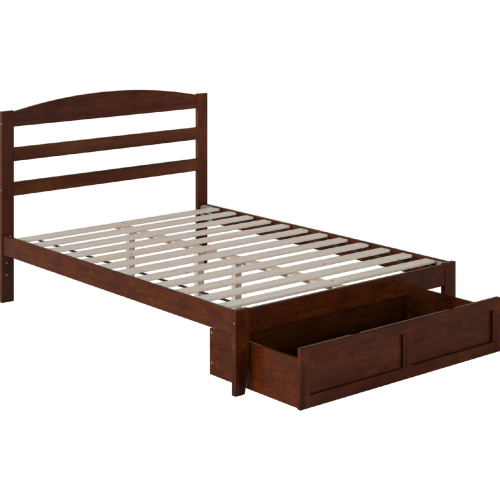 Warren Full Bed w/ Foot Drawer in Walnut Finish