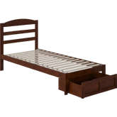 Warren Twin XL Bed with Foot Drawer in Walnut Finish