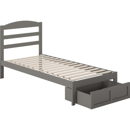 Warren Twin XL Bed w/ Foot Drawer in Grey Finish