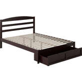 Warren Queen Platform Bed w/ Foot Drawer in Espresso